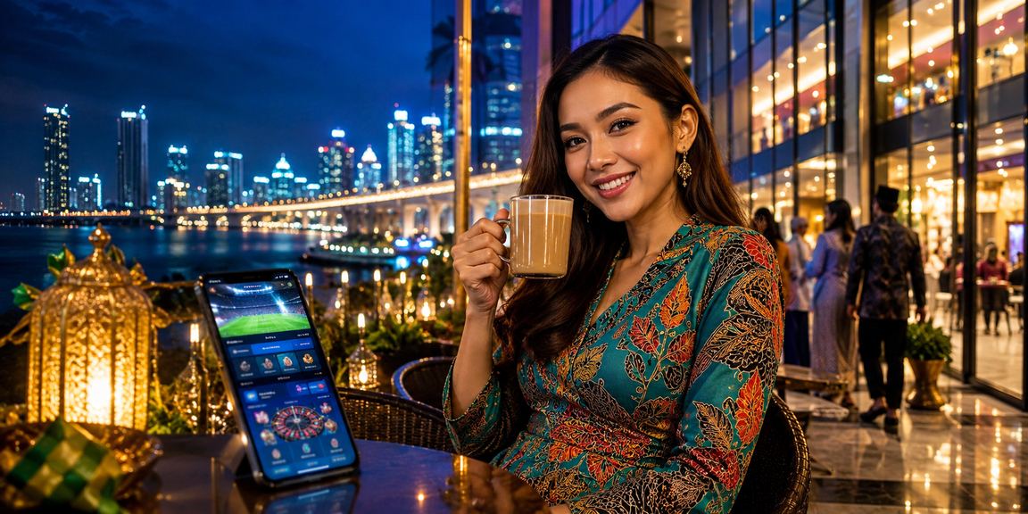 Pengguna mengakses promosi kasino mudah alih di Johor dengan corak batik Malaysia